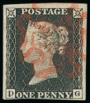 Stamp of Great Britain » 1840 1d Black and 1d Red plates 1a to 11 1840 1d. black selection of 9 unplated examples all