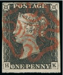 Stamp of Great Britain » 1840 1d Black and 1d Red plates 1a to 11 1840 1d. black selection of 9 unplated examples all