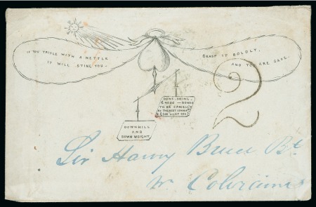 Stamp of Great Britain » Hand Illustrated and Printed Envelopes 1843 (Jan 26) Printed illustrated envelope with "If you trifle with a nettle it will sting you -", used in Ireland