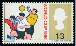 Stamp of Great Britain » Queen Elizabeth II 1966 World Cup errors/varieties group incl. 6d phos. with variety black omitted mint n.h. (S.G. £2'000)