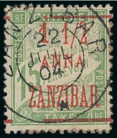 Stamp of Colonies françaises » Zanzibar (Poste française) 1904, Série Y&T n°70 oblitéré, cote 1'200€, reste