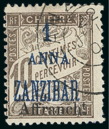 Stamp of Colonies françaises » Zanzibar (Poste française) 1904, Y&T n°69 oblitéré, cote 600€, TB, rare
