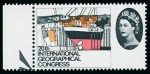 Stamp of Great Britain » Queen Elizabeth II 1964 Geographical Congress 4d with variety violet and red-brown omitted in mint n.h. left marginal,