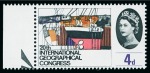 Stamp of Great Britain » Queen Elizabeth II 1964 Geographical Congress 4d with variety violet and red-brown omitted in mint n.h. left marginal,