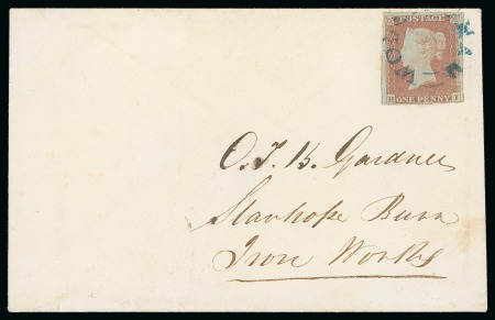 Stamp of Great Britain » 1841 1d Red Wolsingham: 1841 1d Red pl.135 HI, close to large margins, on envelope from Wolsingham