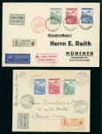 Stamp of Bulgaria 1932 Airmail Exhibition, group of six covers and two sets, of which one SPECIMEN