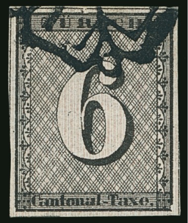 Stamp of Switzerland / Schweiz » Kantonalmarken » Zürich 1843 Zürich Kantonalpost, 6 Rp mit senkrechten Unterdrucklinien, gestempelt