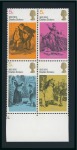 Stamp of Great Britain » Queen Elizabeth II 1970 Literary Anniversaries 5d mint n.h. se-tenant block of four with variety light greenish blue omitted