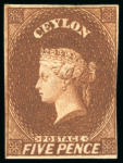 Stamp of Ceylon 1857-59 5d Chestnut mint part o.g.