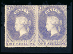 Stamp of Ceylon 1861-64 Wmk Star rough perf. 1s slate-violet mint o.g. pair