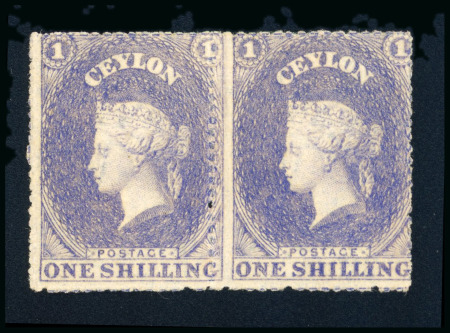Stamp of Ceylon 1861-64 Wmk Star rough perf. 1s slate-violet mint o.g. pair