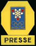 Stamp of Olympics » 1968 Grenoble 1968 Grenoble official press badge with Games logo above "PRESSE", fine