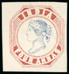 Stamp of India » 1854 Lithographs Spence 35: 4a brown red and dark blue on yellowish paper