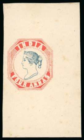 Stamp of India » 1854 Lithographs Spence 51: 4a red and pale blue on medium white wove paper