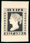 Stamp of India » 1854 Lithographs Spence 89: 1/2a black on lighter yellowish wove paper