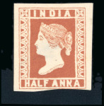 Stamp of India » 1854 Lithographs Spence 128: 1/2a brownish red on yellowish paper, pos.11 and pos.59(?) singles