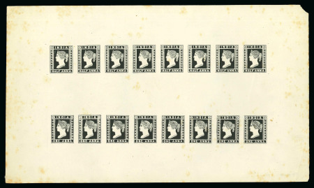 Stamp of India » 1854 Lithographs Spence 86-88 & 38-40: 1/2a se-tenant with 1a on yellowish wove paper in three complete panes