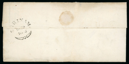 Stamp of Surinam (British Occupation) 1813 (Jun 16) Entire from a merchant in Surinam to Halifax, Nova Scotia, with a fine strike of the "SURINAM" fleuron ds