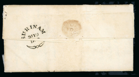 Stamp of Surinam (British Occupation) 1813 (Jul 1) Entire from Surinam to a Captain in the 64th regiment in Halifax, Nova Scotia, with "SURINAM" 9 JY 1816 fleuron ds on reverse
