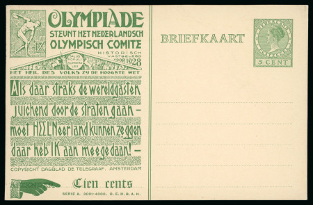 Stamp of Olympics » 1928 Amsterdam » Huygens Postal Stationery Cards (ordered by Series number) 1928 Amsterdam 5c official postal stationery card by Huygens (Serie A. 3001-4000), unused
