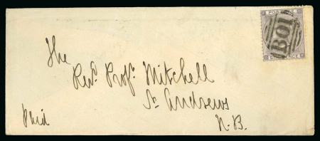 Stamp of Egypt » British Post Offices » Alexandria 1864 Small envelope to Scotland, franked GB 6d lilac neatly cancelled by centrally struck "B01" postmark