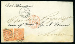 Stamp of Egypt » British Post Offices » Alexandria 1874 Envelope to London, franked GB 4d orange, plate
