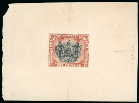 Stamp of North Borneo 1897-1902 24c (without "POSTAGE & REVENUE"), completed die proof in black and brown-red on thick wove paper
