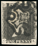 Stamp of Great Britain » 1840 1d Black and 1d Red plates 1a to 11 1840 1d grey-black pl.9 OK, good to large margins, neat black MC
