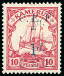 Stamp of Cameroon 1915 C.E.F. 1d on 10pf with double surcharge variety, mint h.r.