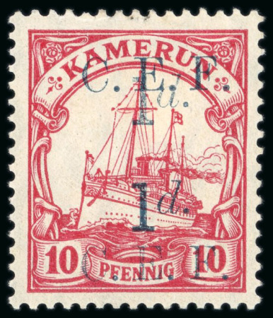 Stamp of Cameroon 1915 C.E.F. 1d on 10pf with double surcharge variety, mint h.r.