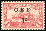 Stamp of Cameroon 1915 C.E.F. 1s on 1M with "s" inverted variety, mint n.h.