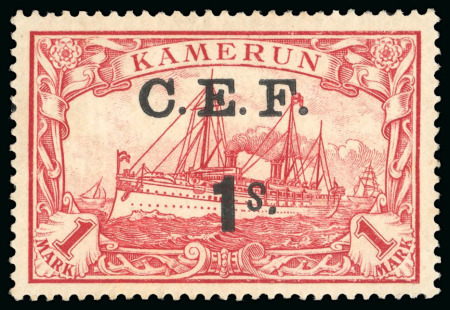 Stamp of Cameroon 1915 C.E.F. 1s on 1M with "s" inverted variety, mint n.h.