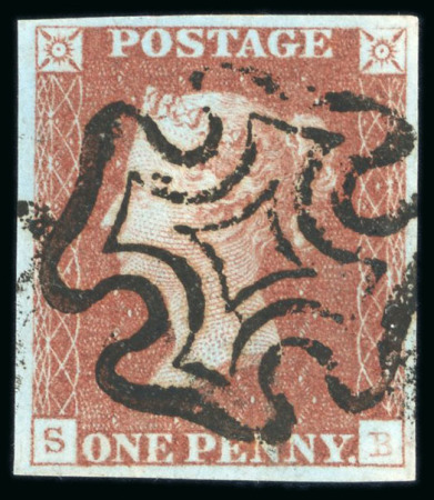 Stamp of Great Britain » 1840 1d Black and 1d Red plates 1a to 11 1841 1d Red pl.5 SB state 2 with very thin B, good to very good margins, almost complete black MC