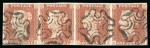 Stamp of Great Britain » 1841 1d Red 1841 1d Red pl.37 CG-CJ strip of four, close to good margins with neat strikes of the black MC