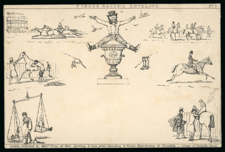 Stamp of Great Britain » 1840 Mulreadys & Caricatures "Fores's Racing Envelope No.5", original unused envelope