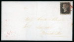 Stamp of Great Britain » 1840 1d Black and 1d Red plates 1a to 11 1840 1d Intense black pl.8 HD, good to large margins, tied to 1841 (Jan 18) wrapper from Chesterfield to Manchester