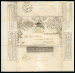 Stamp of Great Britain » 1840 Mulreadys & Caricatures 1844 (May 20) 1d Mulready wrapper, stereo A2, sent from Gateshead to London with ms "OHMS" at top, cancelled by 1844-type "309" numeral