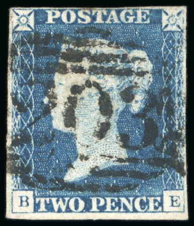 Stamp of Great Britain » 1840 2d Blue (ordered by plate number) 1840 2d steel blue pl.1 BE, close to good margins, neatly cancelled by 1844-type "203" numeral of Chulmleigh