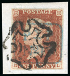 Stamp of Great Britain » 1841 1d Red 1841 1d Red pl.32 DL, fine to good margins, tied to piece by black MC and cancelled by a blue "PyP / No15" Handsworth Penny Post hs