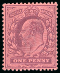 Stamp of Great Britain » King Edward VII » 1902-10 De La Rue Issues 1901 1d Colour trial by DLR from a small plate of twenty electros in purple on red paper