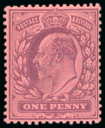 Stamp of Great Britain » King Edward VII » 1902-10 De La Rue Issues 1901 1d Colour trial by DLR from a small plate of twenty electros in purple on red paper
