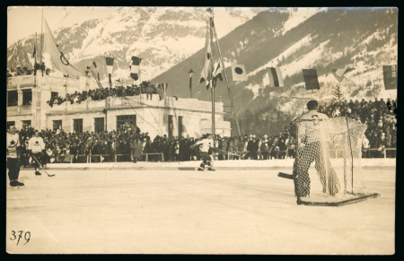 Stamp of Olympics » 1924 Chamonix 1924 Chamonix real photo postcard of the Canadian team playing ice hockey
