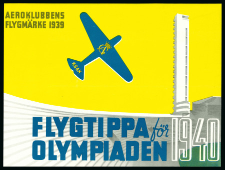 Stamp of Olympics » 1940 Helsinki (Cancelled) 1939 Royal Swedish Aero Club advertising poster, 25x19cm
