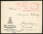 Stamp of Olympics » 1936 Berlin » Special Postmarks 1936 "BERLIN STADT DER OLYMPIADE 1936 DER OBERBÜRGERMEISTER" machine frank on "Olympia Youth Accommodation Office" printed envelope
