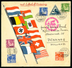 Stamp of Olympics » 1936 Berlin » 1936 Hindenburg Olympic Flight Netherlands Indies: 1936 (Jul 25) Envelope with 6-stamp franking tied by Batavia cds, with Hindenburg Olympiafahrt cachet adjacent