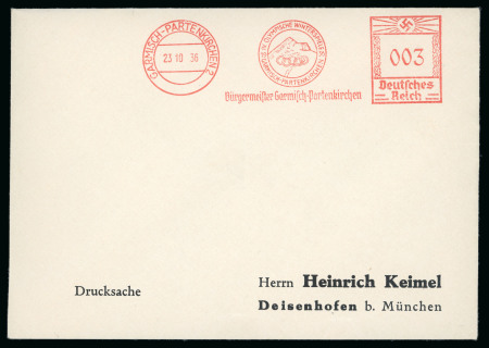 Stamp of Olympics » 1936 Garmisch-Partenkirchen 1936 Garmisch-Partenkirchen Olympics 3pf machine frank