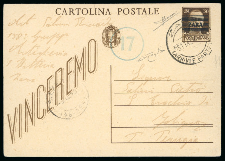 Stamp of Italy » Foreign Occupations of Italian Territories or Under Italian Sovereignty » German Occupation of Zara 1943 (Nov 25) 30c stationery card showing the second