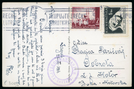 Stamp of Italy » Foreign Occupations of Italian Territories or Under Italian Sovereignty » German Occupation of Kotor (Cattaro) Group of four items including very rare incoming postcard and overprinted stationery card