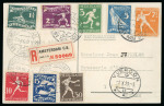 Stamp of Olympics » 1928 Amsterdam » Issued Stamps, Covers and Cancellations 1928 Amsterdam group incl. official poster illustrated postcard franked on the reverse die by the 1928 Olympic set