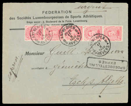 Stamp of Olympics » 1920 Antwerp DURING THE GAMES: 1920 (Aug 17) Luxembourg Athletic Sports Federation printed envelope sent from Antwerp during the games